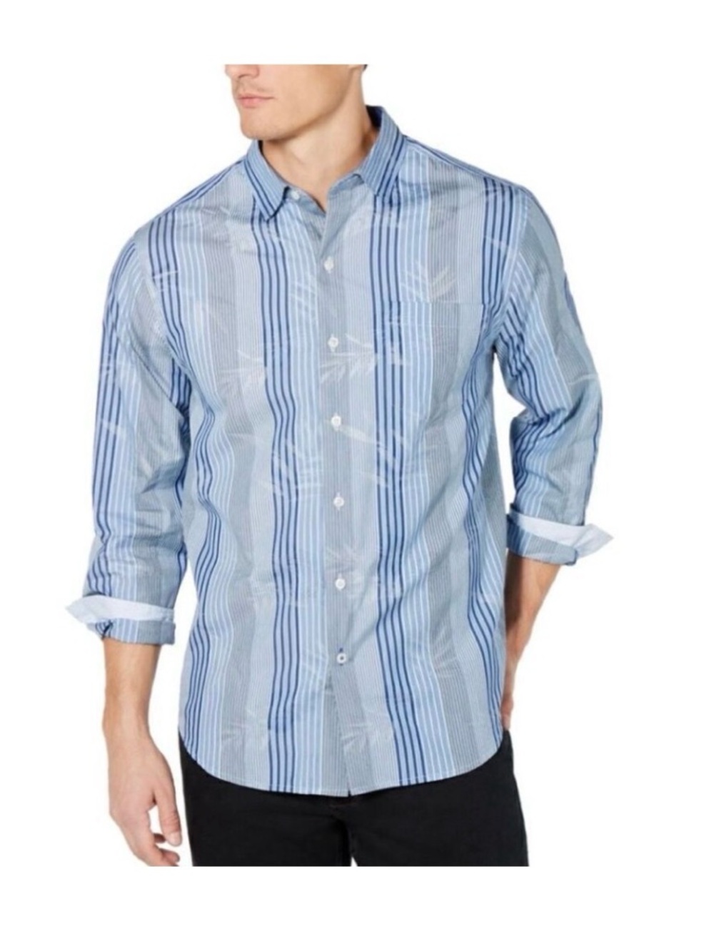 Tommy Bahama Hibiscus Mirage Long Sleeve‎ Shirt Large Blue White Floral